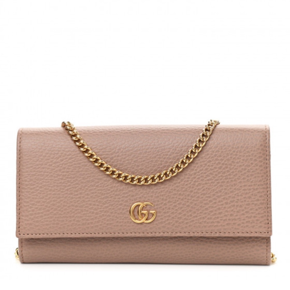 Gucci GG Marmont Leather Wallet with chain